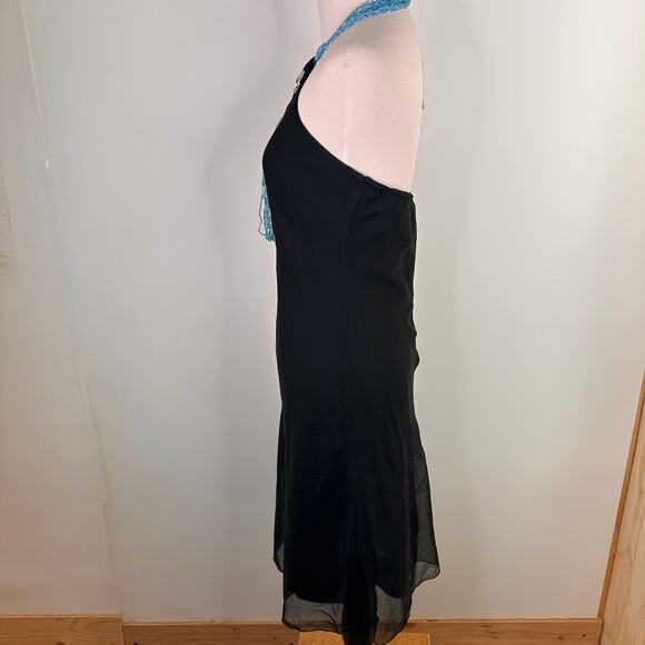 Princy Jessica Simpson Black Beaded Halter Dress Size Small - Picture 6 of 9